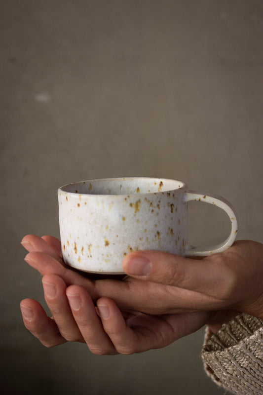 White ceramic artisan hand made cappucino cup inspired by venetian lagoon